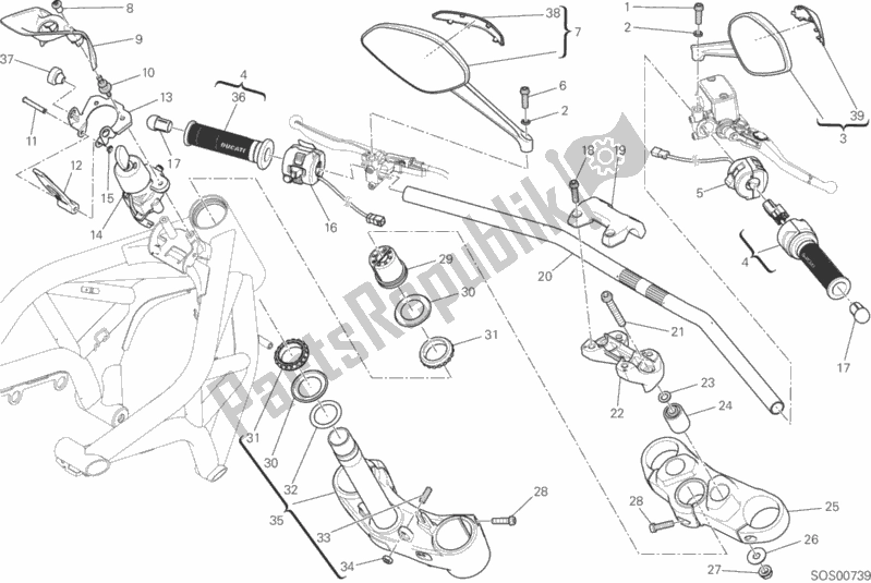 All parts for the Handlebar And Controls of the Ducati Monster 821 Brasil 2015